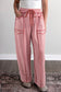 Red Plaid Contrast Trim Drawstring Elastic Waist Shift Pants