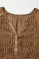 Cinnamon Smocked Bust Buttoned Split V Neck Flow Fit Blouse