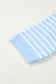 Sky Blue Stripe Short Sleeve Knit V Neck Bow Knot Sweater