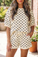 Sky Blue Polka Dot Oversized Top Drawstring Short Set