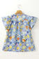 Sky Blue Flutter Sleeve V Neck Floral Top
