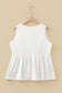 Blue Sapphire Plus Size Solid Color Bow Tie Peplum Tank Top