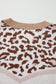 Straw Yellow Leopard Color Block Knit Round Neck Baggy Sweater