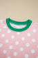 Sky Blue Polka Dot Contrast Trim Long Sleeve Top Drawstring Shift Pants Set