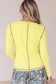 Banana Cream V Neck Ribbed Stitched Detail Long Sleeve Top