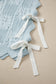 Beau Blue Pointelle Knit Patterned Scalloped Trim Short Sleeve Sweater