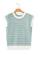 Green Stripe Ribbed Trim Loose Fit Knitted Sweater Vest