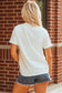 White Game Day Bowknot Embroidered Graphic Casual Tee