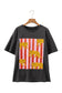 Dark Grey Cheetah Striped Print Retro Fashion Graphic Tee