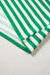 Blue Stripe Contrast Trim Polo Collar Ruffled Short Sleeve Blouse