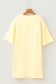 Yellow Cream Eyelet Embroidered Lace Splicing Sleeve Loose T Shirt Dress