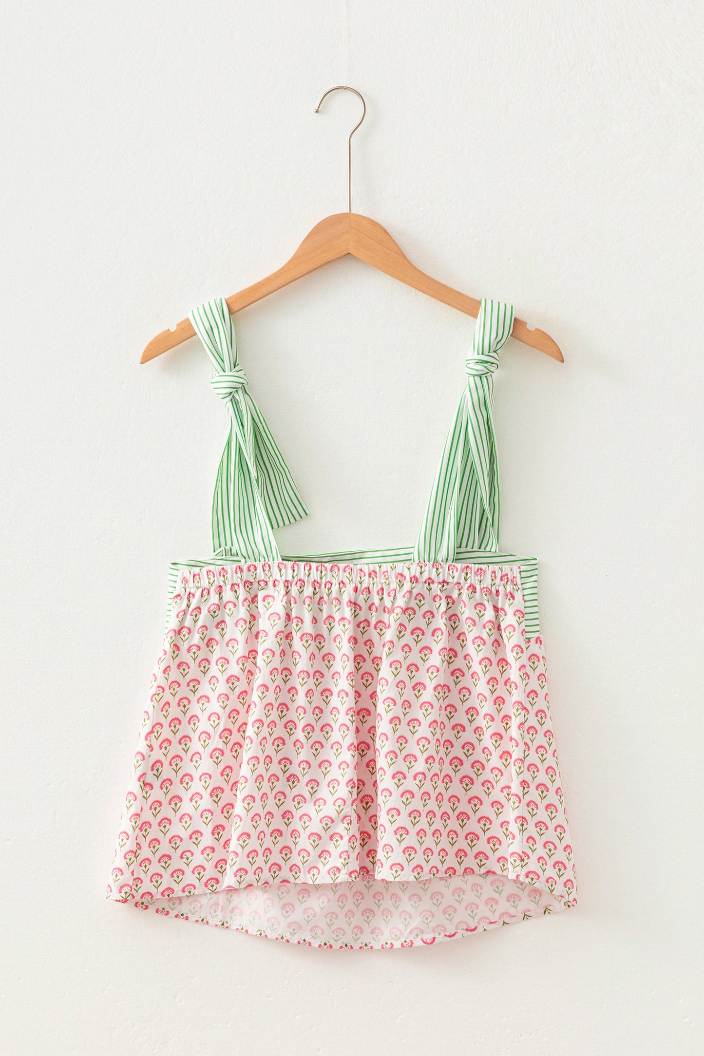 Pink Fashion Printed Knot Straps Babydoll Tank Top