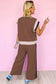 White Color Block Detail Casual Two-piece Set