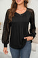 White Lace Patchwork Long Raglan Sleeve Pleated Top