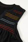 Black Colorful Shirred Yoke Notched V Neck Tank Top