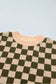 Multicolour Drop Shoulder Plaid Knit Long Sleeve Sweater