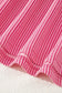 Rose Red Twisted Ribbed Knit V Neck Casual Tee