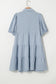 Beau Blue Shirt Collar Button Up Short Puff Sleeve Tiered Shift Dress