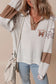 White game day Rugby Bow Embroidered Graphic Leopard Collar Color Block Patchwork Top