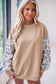 Beige Camouflage Sleeve Crewneck Baggy Pullover Sweatshirt