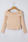 Smoke Gray Foldover Off Shoulder Long Sleeve Slim Top