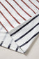 Khaki Stripe Colorblock 3/4 Sleeve Loose T Shirt