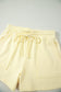 Yellow Cream Solid Color Tee Drawstring Shorts Comfy 2pcs Set
