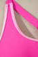 Rose Red Contrast Trim Neckline Active Shorts Attached One Piece Swim Dress