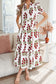 Beige Floral Short Bubble Sleeve Tiered Maxi Dress