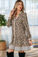 Brown Leopard Print Striped Patchwork 3/4 Sleeve Loose Mini Dress