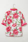 Rose Plus Size Floral Print Frilled Stripes Detail Short Sleeve Blouse