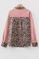 Sky Blue Striped Leopard Print Patchwork Button Up Womens Shirt