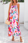 Pink Floral Print Adjustable Straps Smocked High Waist Sundress