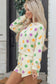 Sky Blue Polka Dot Print Drop Shoulder Pullover Drawstring Shorts Set