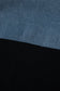 Black Color Block Denim Patchwork Button Polo Collar Short Sleeve Top