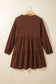 Coffee Winter Corduroy V Neck Long Sleeve Plus Size Mini Dress