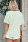 Grapefruit Orange Waffle V Neck Short Sleeve Knit Top
