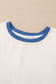 Beige Stripe Seersucker Contrast Round Neck Puff Sleeve T Shirt Dress