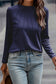 Navy Blue Solid Color Seam Detail Raglan Long Sleeve Top