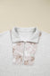 Gray Camo Leaves Patchwork Zipped Collar Pullover Plus Size Sweatshirt