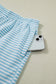 Pink Stripe Cuffed Sleeve Contrast Mock Neck Tee Casual 2pcs Short Set