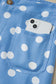 Sky Blue Polka Dot Print Patched Pocket Mid-rise Straight Leg Pants