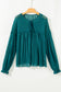 Evergreen Sheer Lace Balloon Sleeve Babydoll Blouse