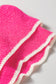 Rose Stripe Double Ruffle Short Sleeve Lightweight Knit Sweater