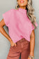 Dark Blue Patch Pocket Ribbed Knit Short Sleeve Sweater