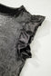 Silvery Metallic Round Neck Ruffle Trim Sleeveless Top