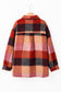 Orange Plaid Print Flap Pockets Buttoned Casual Plus Size Jacket