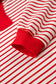 Red Stripe Collared V Neck Drop Shoulder Pullover and Skort 2pcs Outfit