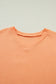 Grapefruit Orange Waffle V Neck Short Sleeve Knit Top