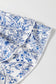 Sky Blue Floral Print Square Neck Ruffled Sleeve Shirred Babydoll Blouse